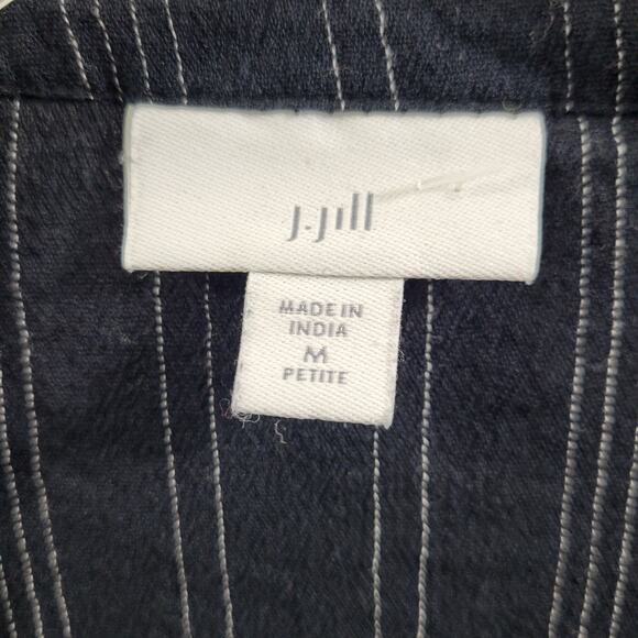 J Jill Black Blouse Trim in Gold Lace  V Neck Size PM 121123-0560 - Picture 3 of 7